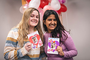 Alumnae at the 2023 galentines day card making event.