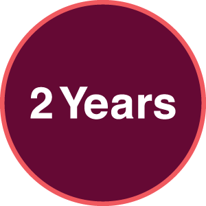maroon icon with the words "2 years" in it
