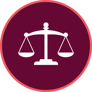 maroon icon with a scale graphic