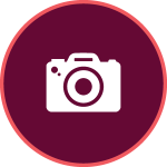 maroon icon with a camera graphic
