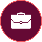 maroon icon with a briefcase image in middle