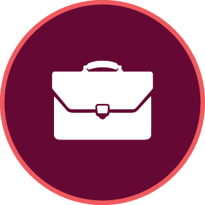 maroon icon with a briefcase image in middle