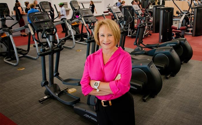Donor Ann Lowery in the new Lowery Fitness Center