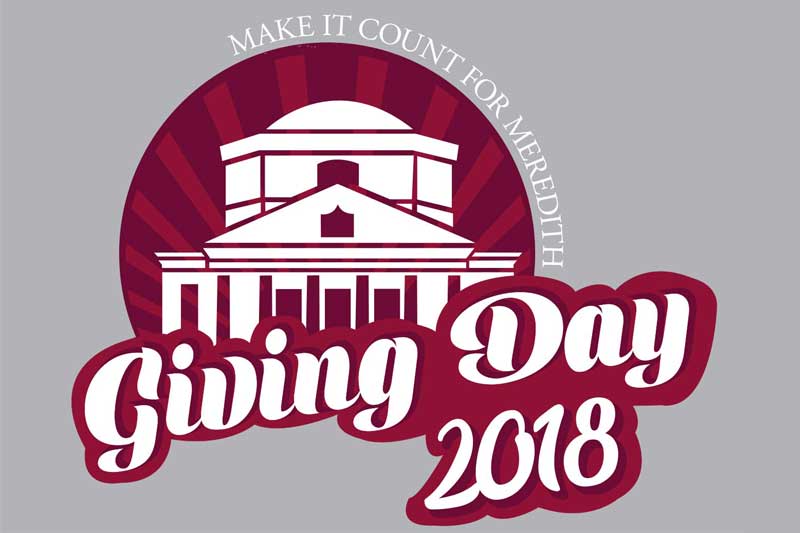 Giving Day graphic with sketch of Johnson Hall and words Giving Day 2018