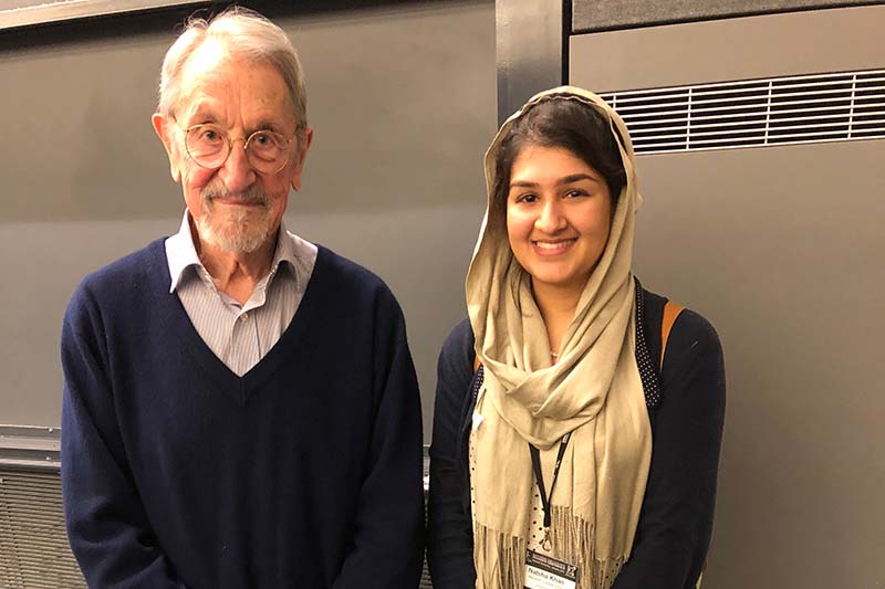 Nabiha Khan with Nobel Prize Laureate Martin Karplus