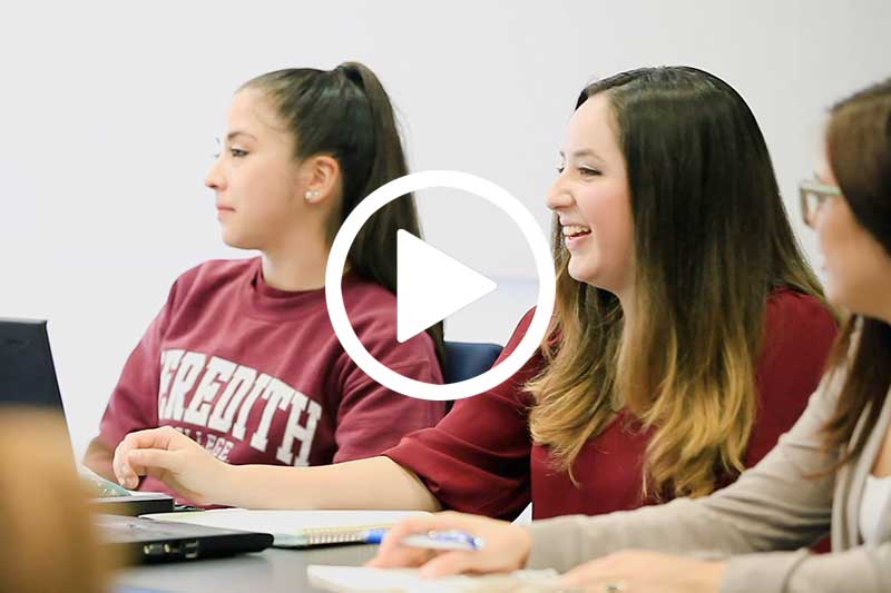 click image of students to watch a video in modal about Business at Meredith College