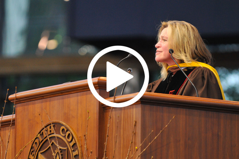 Click in image of Ellen Stofan to watch a video of her commencement Speech in modal