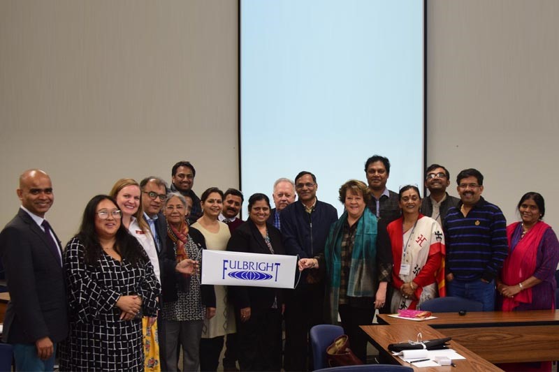Group photo of visitors from the Fulbright-Nehru International Education Administrators Seminar and Meredith College administrators
