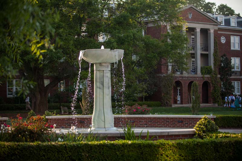 Heck Fountain and residence halls