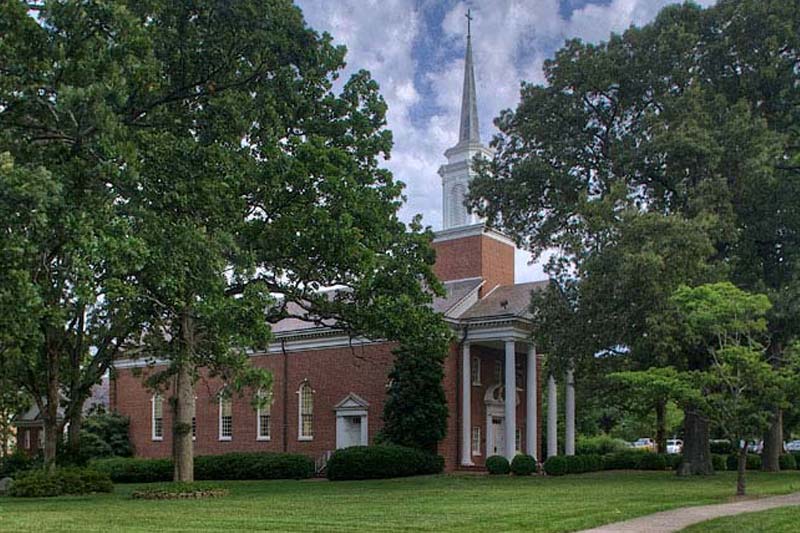 Jones Chapel surrounded by trees