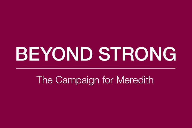 Beyond Strong Logo - words Beyond Strong The Campaign for Meredith in white on maroon background