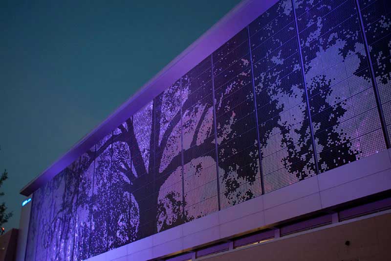 image of shimmer wall in downtown Raleigh