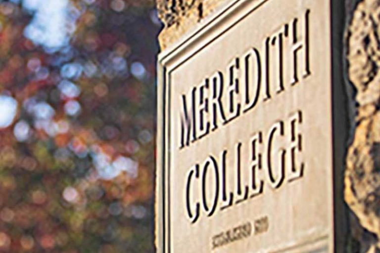Meredith College Sign on Stone Column