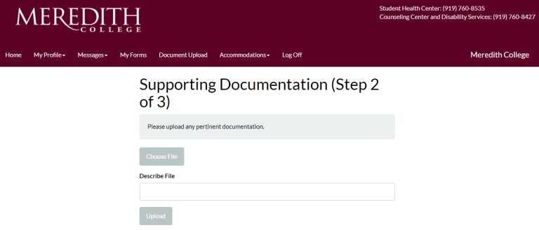 DS Portal Documentation Step 2 screen
