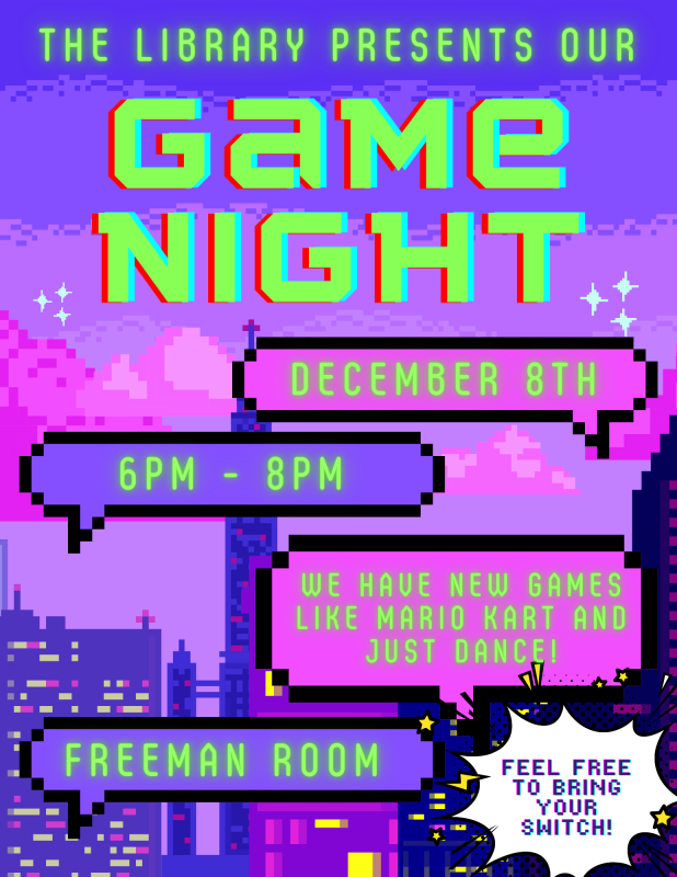 Game Night at the Library graphics