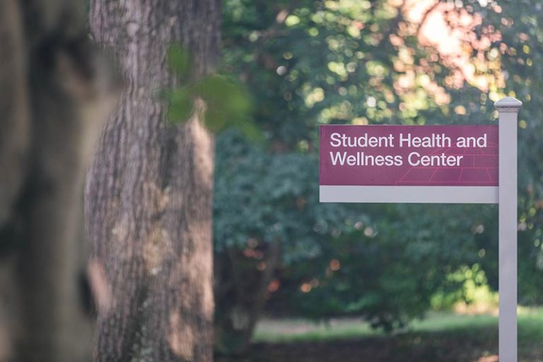 Student Health and Wellness Center sign.