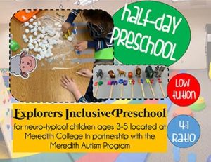 Half Day Preschool Flyer for Meredith Autism Program.