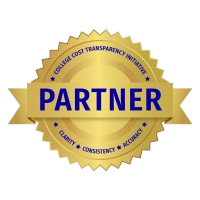 Award logo for financial aid transparency partnership.