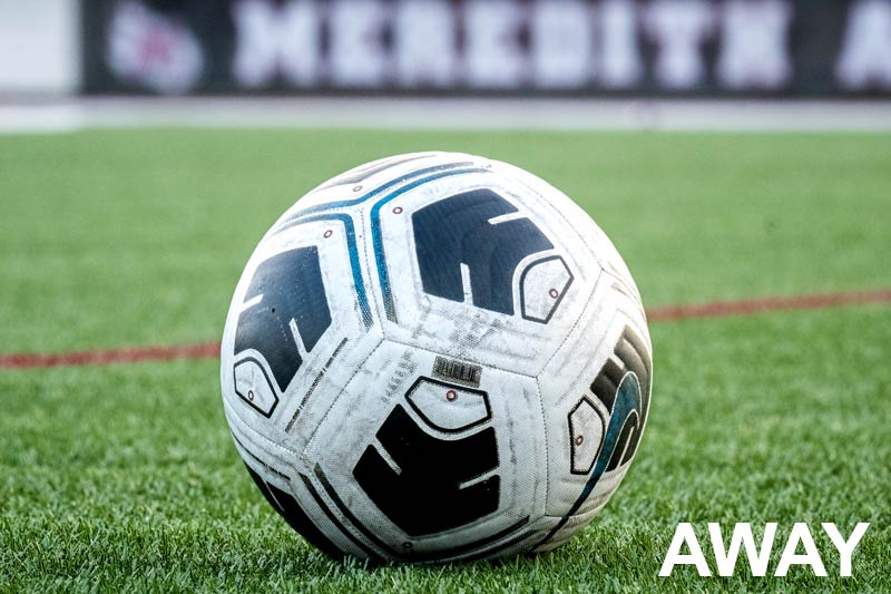 Soccer Ball on Field with the text AWAY showing.